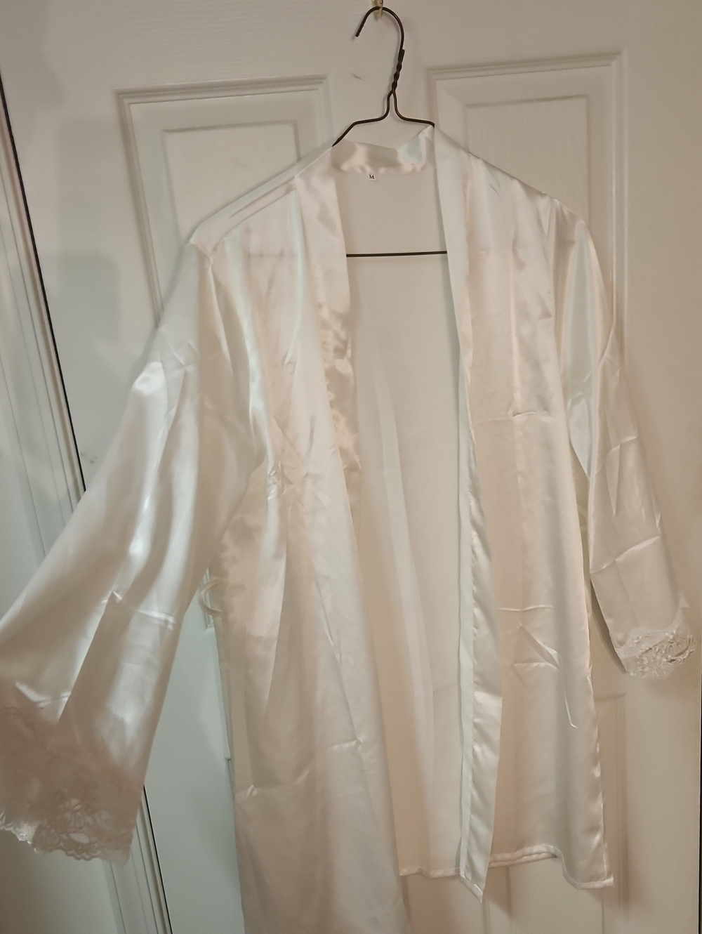 White Satin Bridal Open Front Women's Robe Jacket